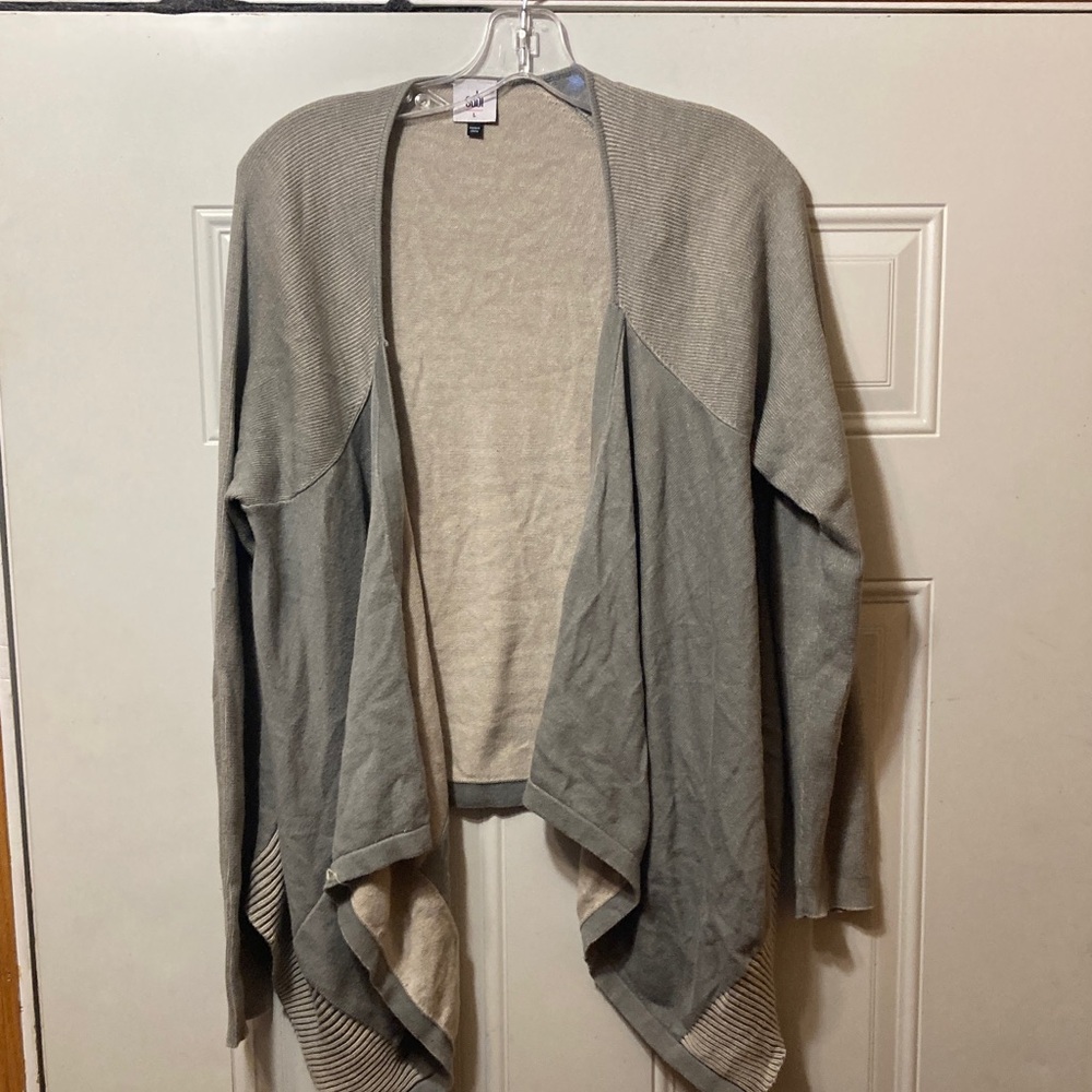 Cabi Women's Gray Open Front Cardigan L